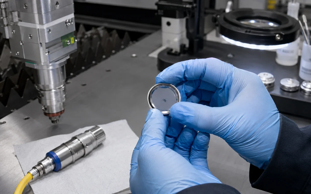 Gloved Inspection of Circular Optical Lens